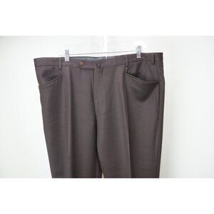 Incotex Dark Brown 100% Wool Twill Dress Pants Sz 60 NEW